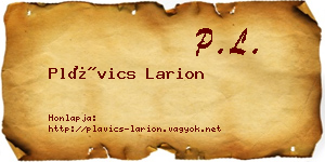 Plávics Larion névjegykártya